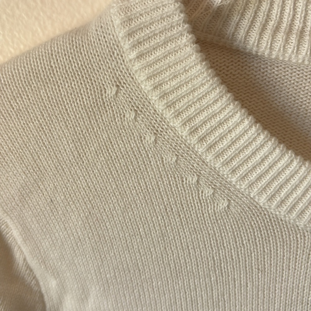 J Crew | Ivory Bell Sleeved 100% Cotton knit sweater Sz M - Picture 5 of 7